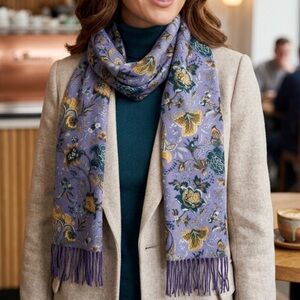 Loro Piana Floral Pattern Scarf with Fringe